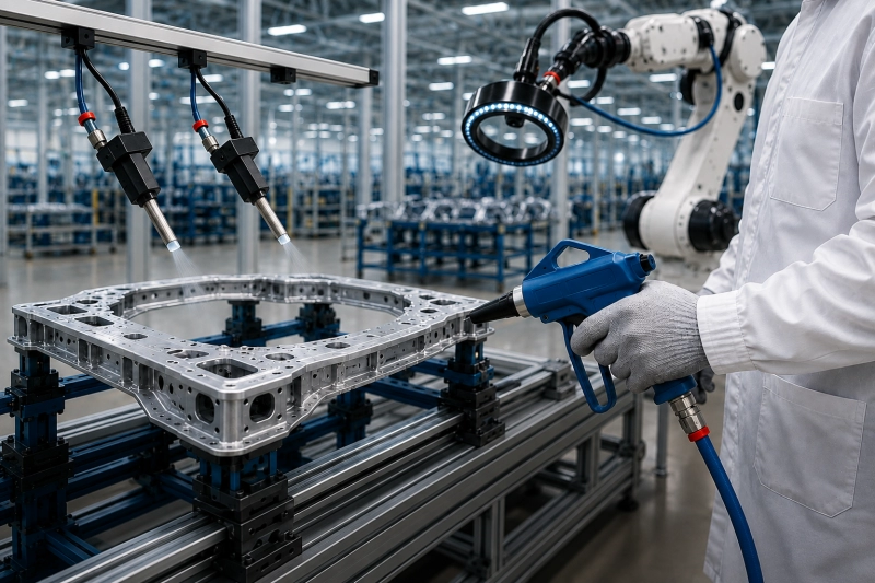 Statische stof verwijderen van industriële oppervlakken